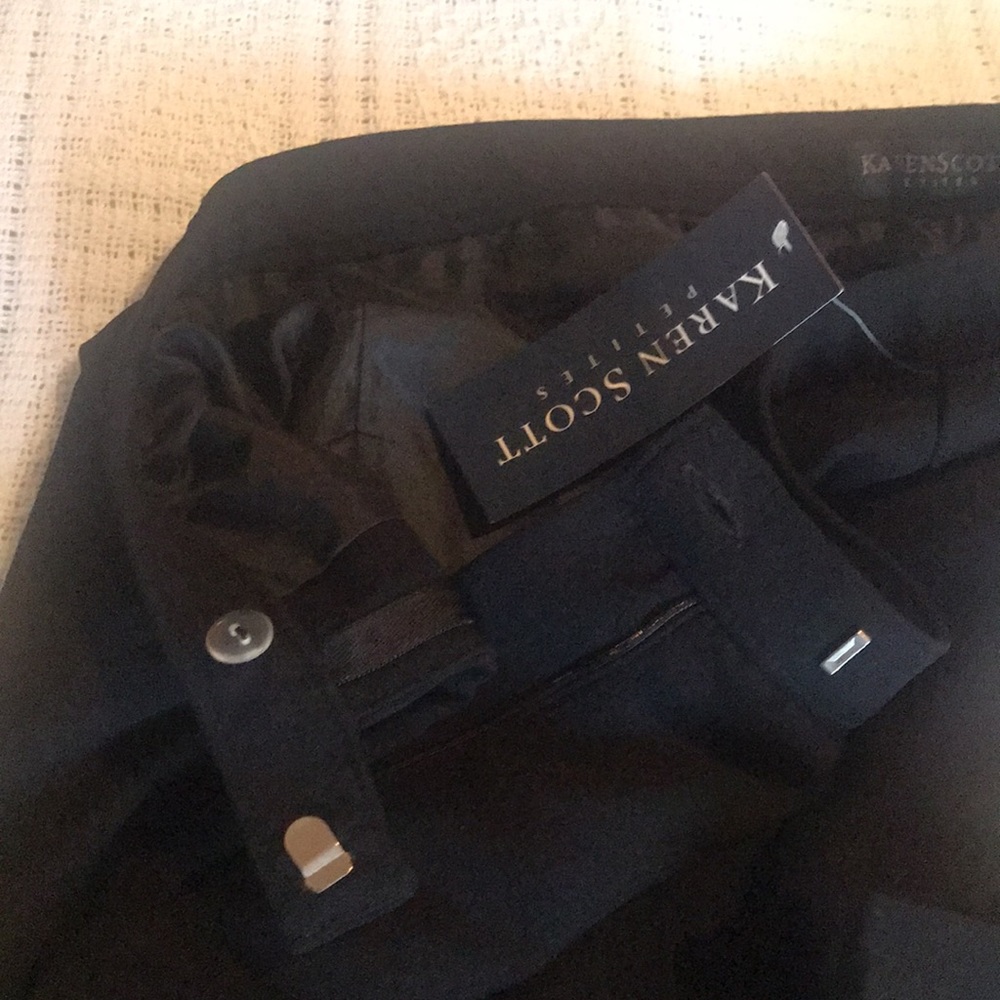 Karen Scott 3 pc black lined set, 8p pants NWT, jacket&skirt used - Picture 11 of 14